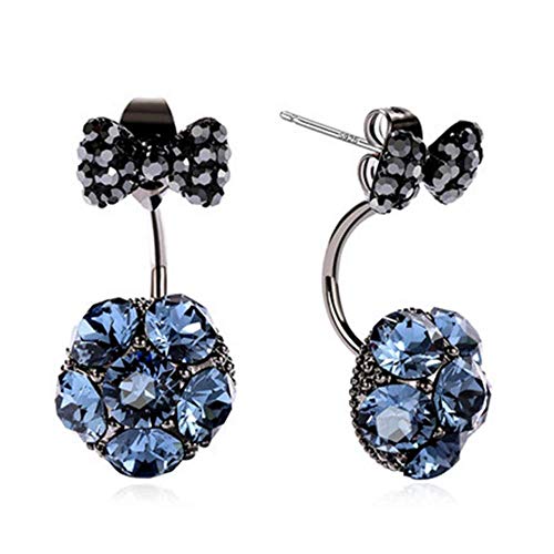 Simpatici Strass a Fiocco Design Lucido Orecchini da Donna Orecchini a Bottone in zircone Set da Donna Elegante Argento Sterling S925