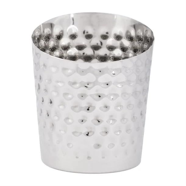 Olympia Hammered Chip Cup 480ml - Reusable Food Cup for Restaurants Pubs, Catering FU280, Silver, 112x95mm - Image 3