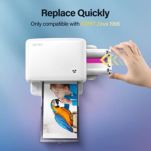 Idprt 4'' X 6'' Photo Print Paper & Ribbon, 1 Ribbon & 54 Sheets Photo Papers, Thermal Dye Sublimation, Waterproof, Compatible With Idprt Zeva 1966 Photo Printer, For Display, Framing, Scrapbook #TOP4