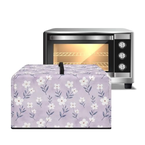 Image of Microwave Oven Cover Small Appliance Dust Cover Protective Toaster Oven Protector for Kitchen Countertop Decor and Accessories, L, Floral Violet
