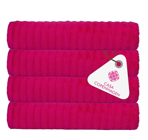 Image of Casa Copenhagen - Egyptian Cotton Emerald 4 Pcs Face Towel (30 X 30cm) Colour : Pink