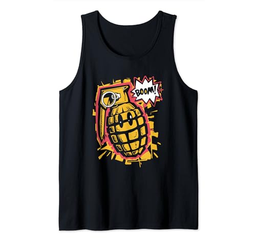 Grenade Boom - Gráfico cómico retro granada de mano vintage Camiseta sin Mangas