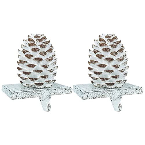 Sietdeseo Pinecone Stocking Holder For Mantle Set Of 2 Vintage Rustic Resin Christmas Stocking Hook Christmas Stocking Hangers For Mantel Fireplace Christmas Stocking Holder #TOP30