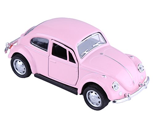 Berry President 1967 Classic Beetle Bug Vintage 1/32 Scale Diecast Metal Pull Back Car Model Toy for Gift/Kids (Pink)