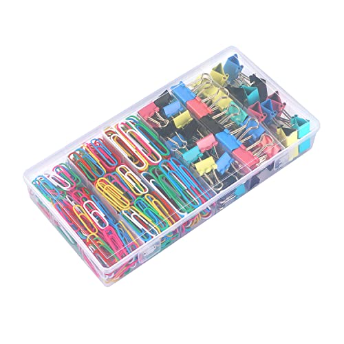 Paper Clips Binder Clips, 400 Pcs Colored Office Clips Set Assorted Size