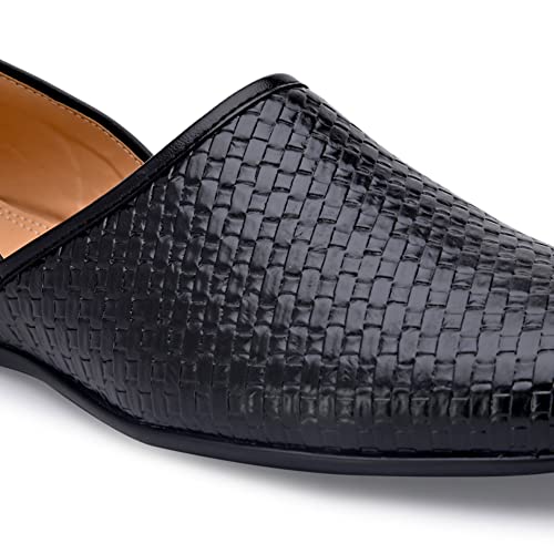 Image of San Frissco Men's Embroidered Mojaris Casual Slip-On Shoes | Soft Cushioned Footbed Insole with TPR Sole | Stylish Lightweight Jutti Perfect for Party Weddings Festive Season