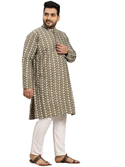 Image of SOJANYA (Since 1958, Men's Silk Blend Grey Kurta Pyjama & Silk Blend Jacket Combo
