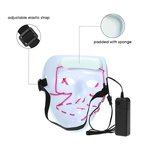 Moochy Adultos Halloween LED Light Up Máscara Halloween Costume Supplies para Festival Masquerade Co