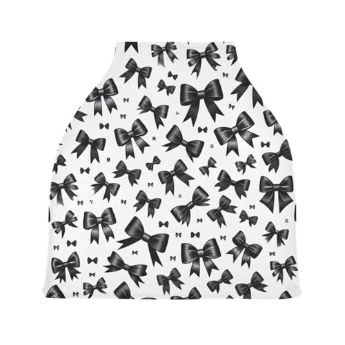 Bulletgxll Black Bows Car Seat Covers for Babies Breathable Nursing Breastfeeding Cover Multi-Use Infant Carseat Canopy and Stroller Cover for Boys Girls