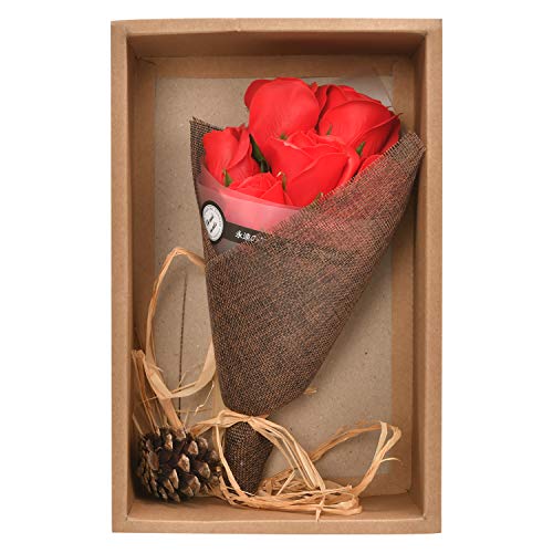 Bath Soap Rose Flower Floral Scented Soap Rose Petals Body Soap in Gift Box for Valentine's Day Anniversary Mother's Day Birthday (Red)