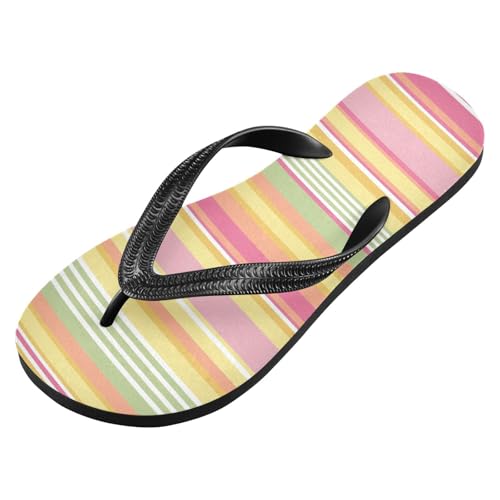 Pink Yellow Stripes Flip Flops for Beach Thong Sandals Anti-slip Lightweight Flat Slippers for House Indoor Outdoor2