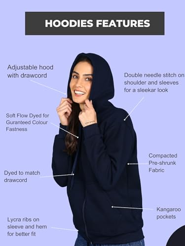 Image of Blessed Printed Women�s Full Sleeve Cotton Zipper Hoodie with Pockets | Regular Fit Hooded Sweatshirt Pullover for Winter, Casual, Outdoor, Travel & Everyday Wear