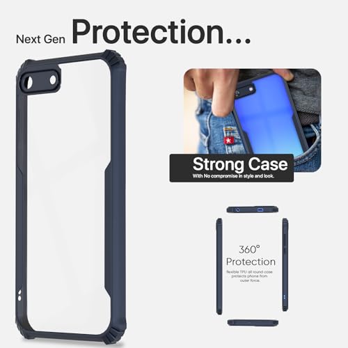 Image of Pikkme itel A25 Back Cover | Crystal Clear Transparent Back | Ultra Hyrbid | Full Camera Protection | Raised Edge | Bumper Back Case (Blue)