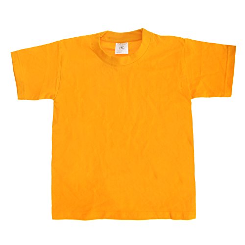 B&C - Camiseta básica de Manga Corta Unisex Modelo Exact 190 Niños Niñas - Verano/Calor (7-8 Años) (Oro)