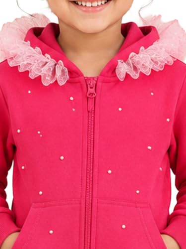 Image of Unisex Kids Solid Full Sleeve Zip Front Open Hooded Sweatshirt