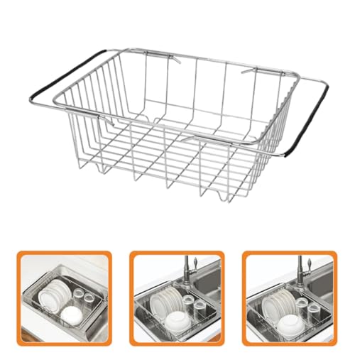 Escurridor de platos extensible de acero inoxidable para el fregadero 8