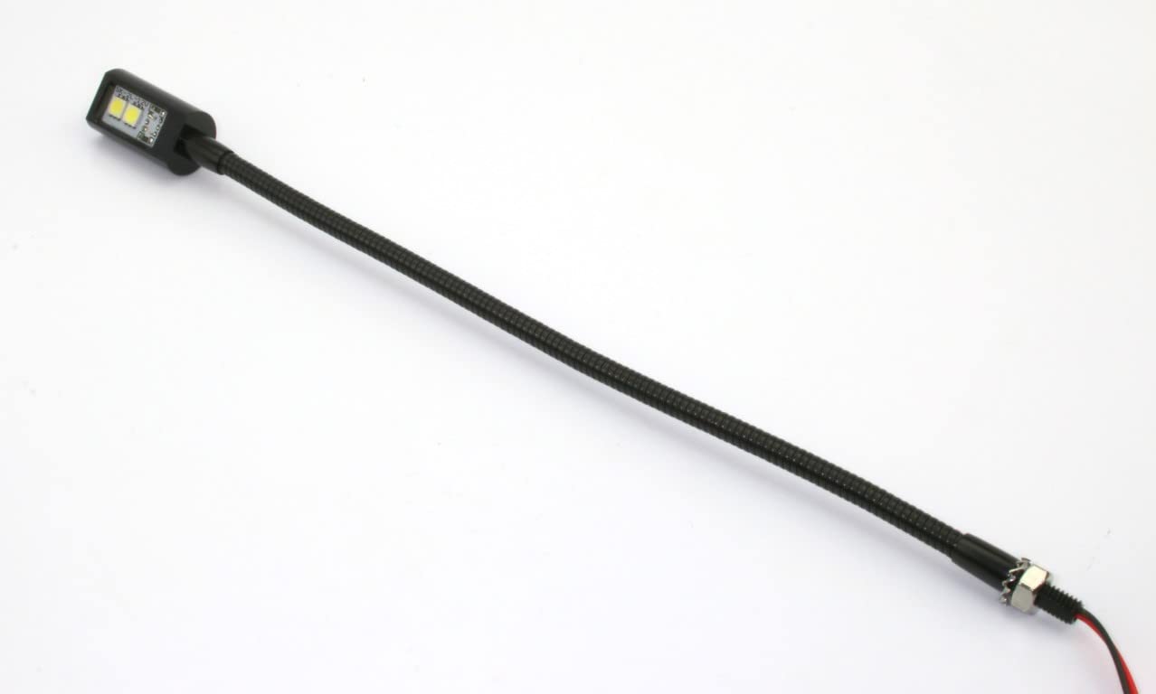 PilotLights Mini Gooseneck Panel Light with Switch, Map Light, Post Light - 240mm - Cool White LED, 12VDC