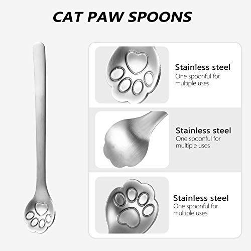 3 unidades de colher de café para misturar colheres de pata de gato coador de aço inoxidável
