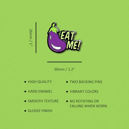 Image of Eat Me Eggplant Emoji Funny Hard Enamel Really Good Pins