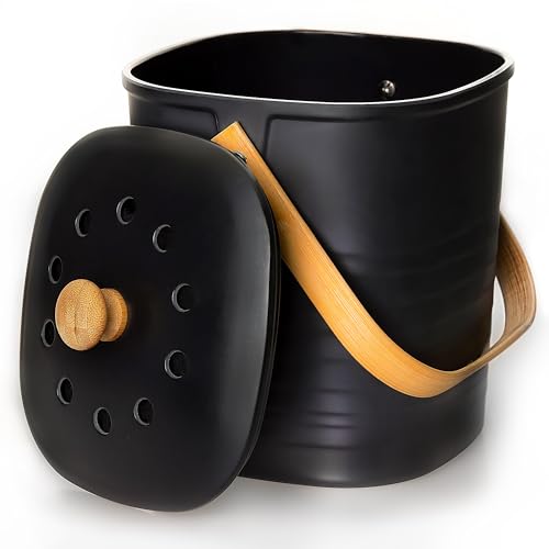 KESSELBACH ® Biomülleimer Küche 4l Set schwarz [inkl. 50 kompostierbare...