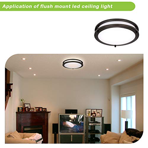 Hykolity 13 Inch Flush Mount Led Ceiling Light Fixture, 2700K/3000K/3500K/4000K/5000K Adjustable Ceiling Lights, Oil Rubbed Bronze Saturn Dimmable Lighting For Bathroom Kitchen, Etl Listed - 2 Pack #TOP7