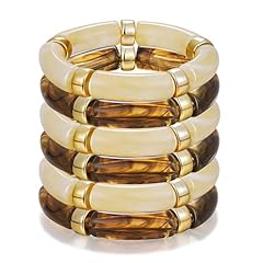 6pcs-beige & brown bracelets