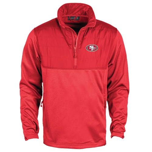 Image of Dunbrooke Pathfinder Teflon coated 1 /4 zip tech fleece with polyester shell and zippered pockets