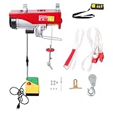 findmall 1600W 110V Electric Hoist with Wireless Remote 2200lbs Steel Wire Winch 40ft Lift Height and Copper Motor for Industrial Warehouses, Auto Shops, Factories