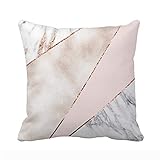 UOOPOO Spliced Mixed Rose Gold Marble Throw Pillow Case Square 16 x 16 Inches Soft Cotton Canvas Home Decorative Wedding Cushion Cover for Sofa and Bed One Side