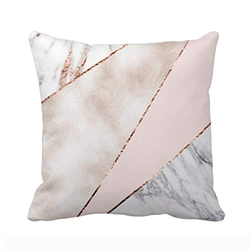 UOOPOO Spliced Mixed Rose Gold Marble Throw Pillow Case Square 16 x 16 Inches Soft Cotton Canvas Home Decorative Wedding Cushion Cover for Sofa and Bed One Side