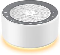 KIPCUSH Weißes Rauschgerät mit 30 High-Fidelity-Soundtracks, Sound-Maschine für Babys, Erwachsene, 7 Farben Nachtlichter, Voll-Touch-Tuch Gitter und Tasten, Timer