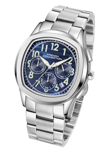 Image of French Connection Megachron | Chronograph Blue Dial | Silver Stainless Steel Strap | Watch for Men - FCD5USM