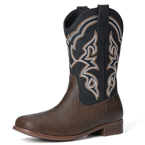 Choiran Toddler Cowboy Boots for Boys and Girls – Western Cowgirl Boots for Kids, Mid Calf, Round Toe, Riding Shoes for Little and Big Kids