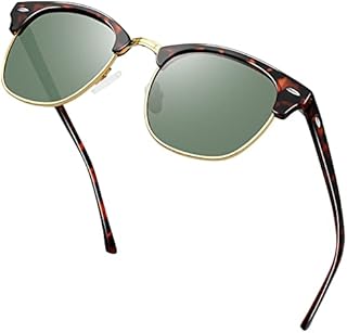 KANASTAL High Protection UV400 Semi Rimless Polarised Sunglasses for Women Men, Retro Classic Sunglasses with Half frame