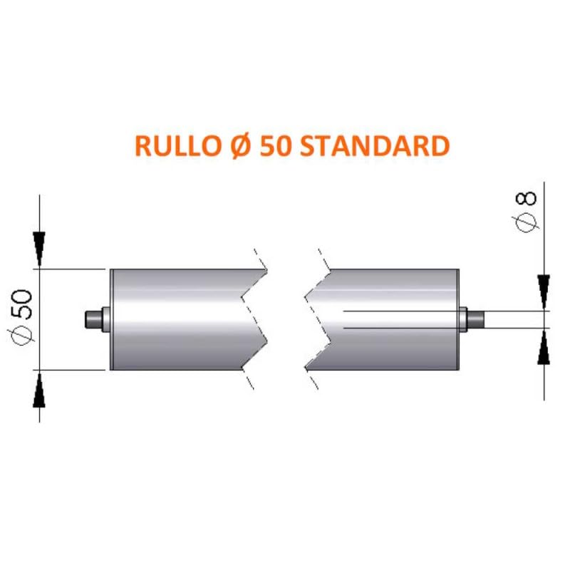 Rulliera lineare folle zincata a gravità L.1540xP.400mm passo 70 rulli Ø50 movimenta colli industria logistica RLF5/40/154P70/ZF