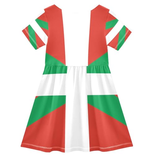 Basque Country Flag Toddler Girls Dresses Short Sleeve Funny Cute Dresses Little Girl Dress 2t2