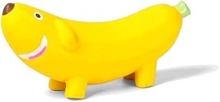 CloverU Dog Squeaky Toys Safe Latex Rubber Dog Chew Molar Toy Interactive Toy for Puppy Small Medium Dogs (Banana)