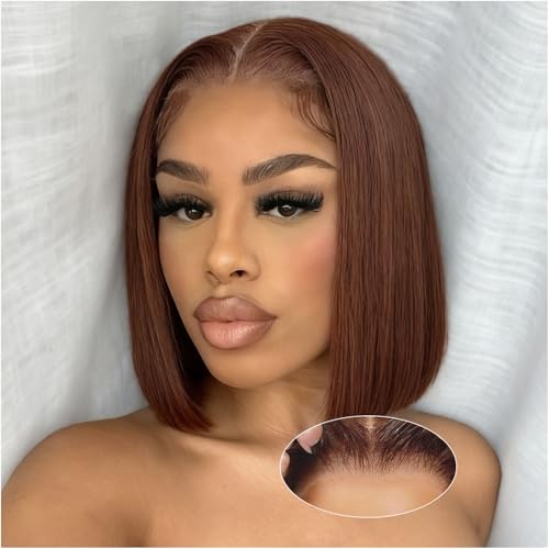 omswet Bob Wig Human Hair 200 Density Pre Cut Lace