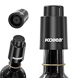 Kollea Wine Bottle Stoppers 2PCS, Vacuum, Reusable Wine Preserver with Time Scale, Black