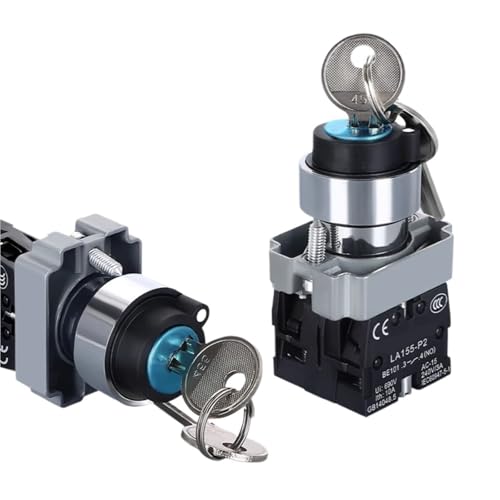 Interruptor de llave de 22 mm para restringir acceso en paneles de control con 2NO negro 3
