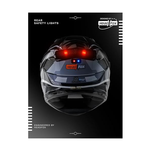 HEADFOX Sharp Track Full Face Bluetooth Helmet for Bike | Waterproof Smart Helmet for Men & Women | Built-in Bluetooth for Calls, ENC, Music & GPS | Voice Assist | ISI Certified