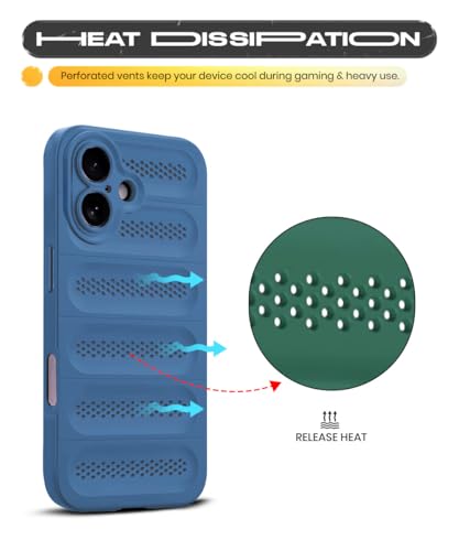 Image of WOW IMAGINE Ultimate Silicone Back Cover Case for iPhone 17 | Heat Dissipation Thin Soft TPU | 360 Camera Protection | Breathable Cooling Holes - Deep Blue
