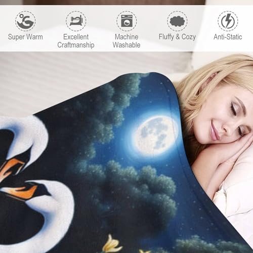 Couverture en flannel motif cygne une douceur infinie pour réchauffer votre intérieur