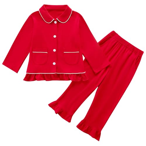 Toddler Baby Girls Pyjamas Set Button-up Long Sleeve Pajamas Pjs Set...