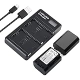 2-Pack 2800mAh NP-FZ100 Battery & Dual-Slot LCD Charger Kit for A7IV A7RV A9III ZV-E10II ZV-E1 FX3 A7III A7SIII - Display, Fast Charging