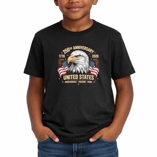 Image of Boys Constitution Day 250 Anniversary USA Shirt Independence Shirt 3-8T | for Kids Boys Girls Toddlers 3T-8T, 4th of July Dinos Flag Patriotic Tee, Independence Day