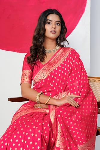 Image of Subham Saree for Woman Silk Cotton Kanjivaram | Soft Daily Wear Golden Zari Sari with Jacquard Blouse Piece