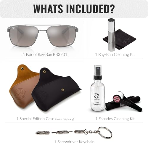 Ray-Ban RB3701 Rectangle Shaped Sunglasses for Men & Women with Official RAYBAN Eyewear Kit2