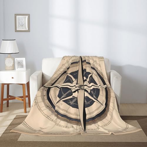 Couverture boussole de mer 203x152 cm grand jeté de lit doux