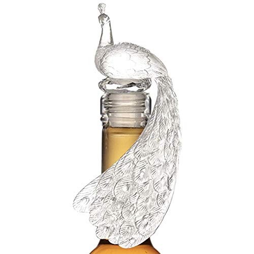 Tovip Silicone Wine Bottle Stopper Peacock Creative Wine Beverage Bottle Seal Bottle Caps Party Decoration Bar Kitchen (White)